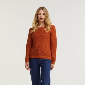 Ichi Burnt Orange Cotton Sweater Jumper L IHTALISHA LS